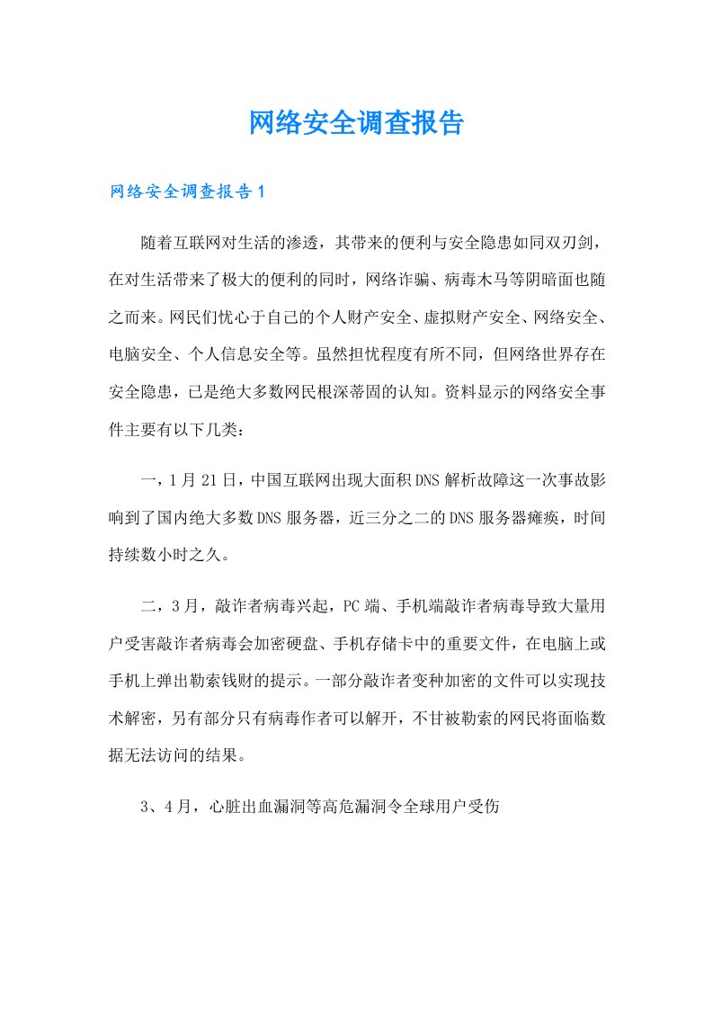 网络安全调查报告