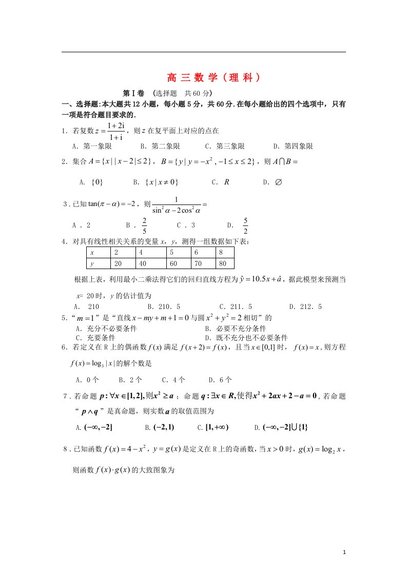 山东省凤城高中高三数学4月模拟检测试题