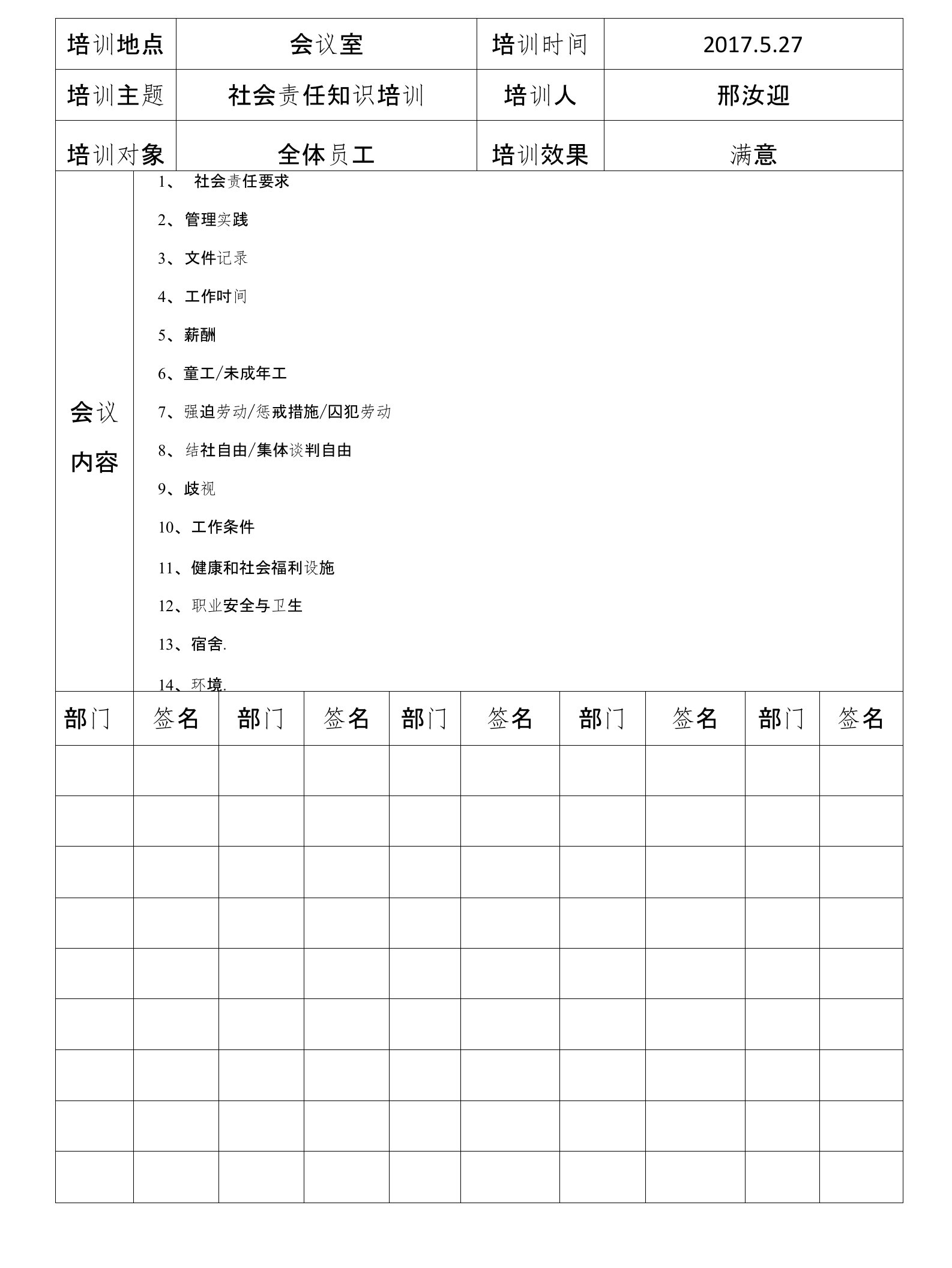 2018社会责任培训记录（20个）