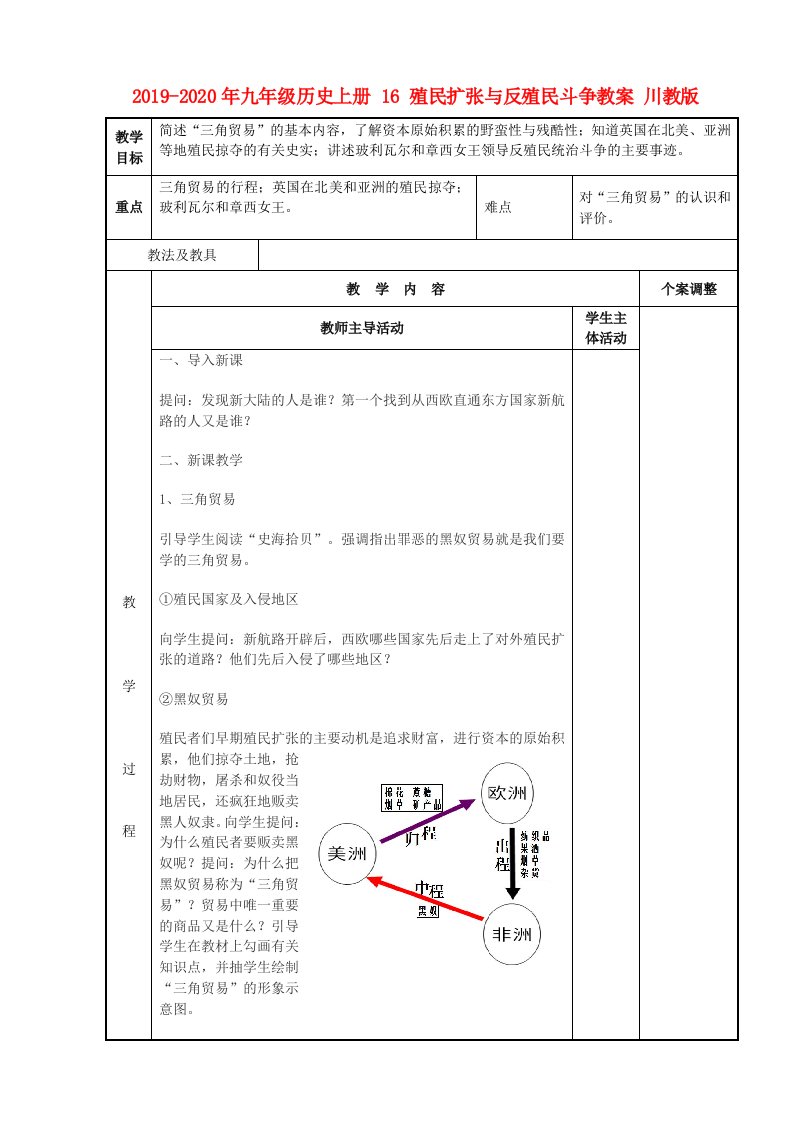 2019-2020年九年级历史上册