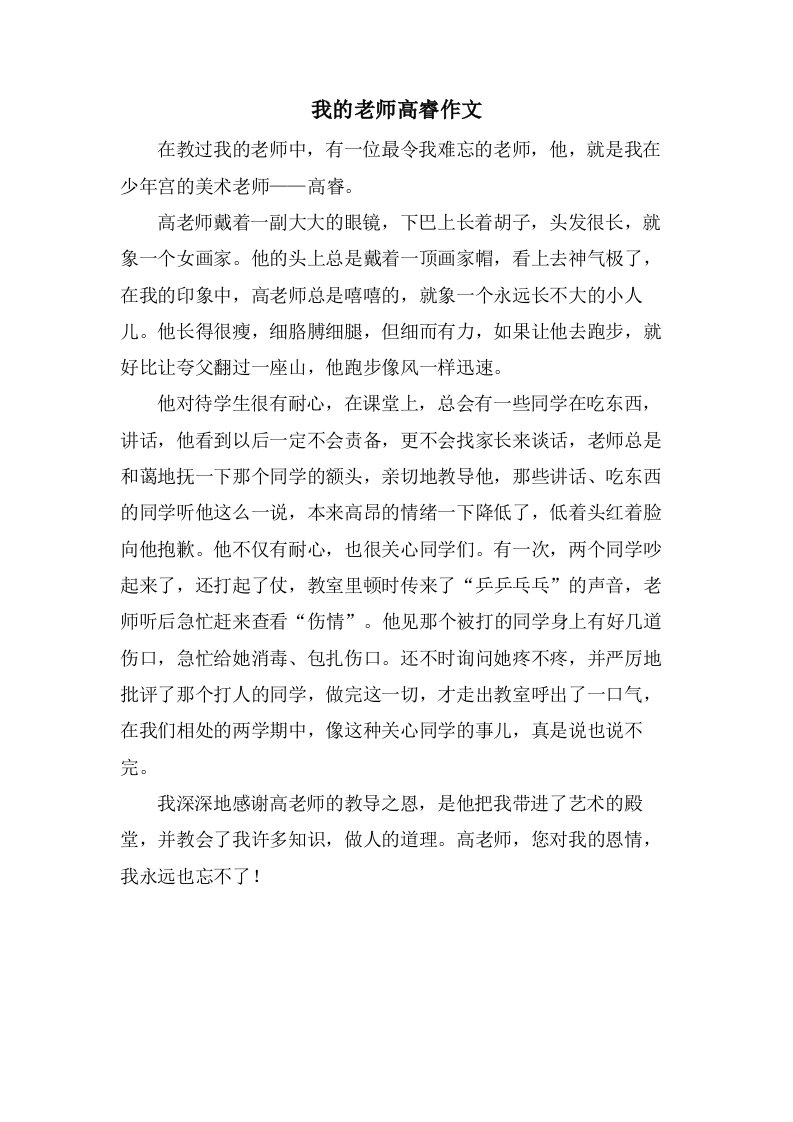 我的老师高睿作文