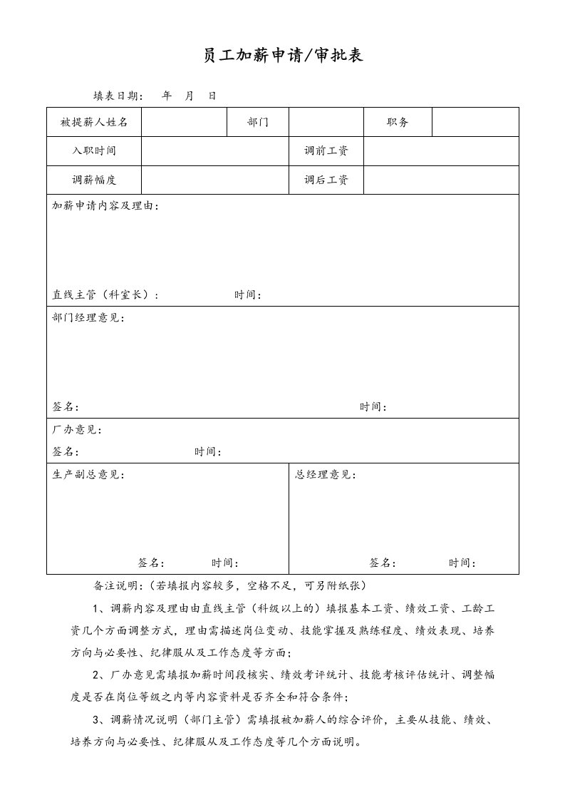 工程资料-18通用员工加薪申请审批表个人