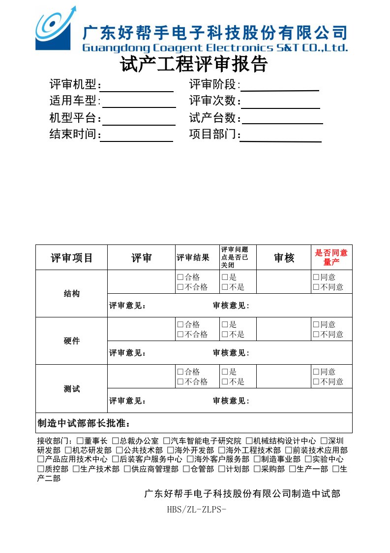 工程试产评审报告表格