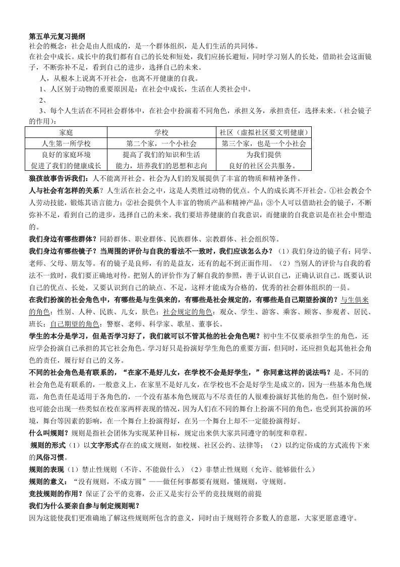 历史与社会七年级下复习提纲