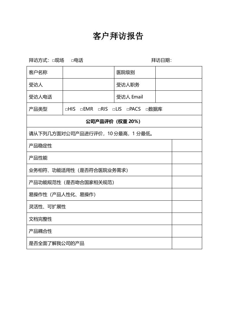 医疗信息系统客户回访报告