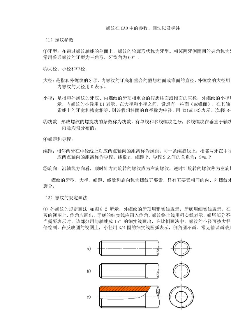 螺纹在CAD中的参数、画法以及标注