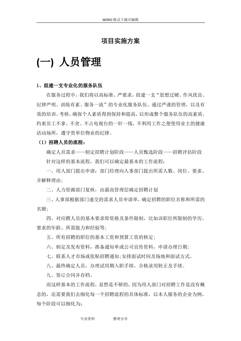 物业管理项目实施方案分析