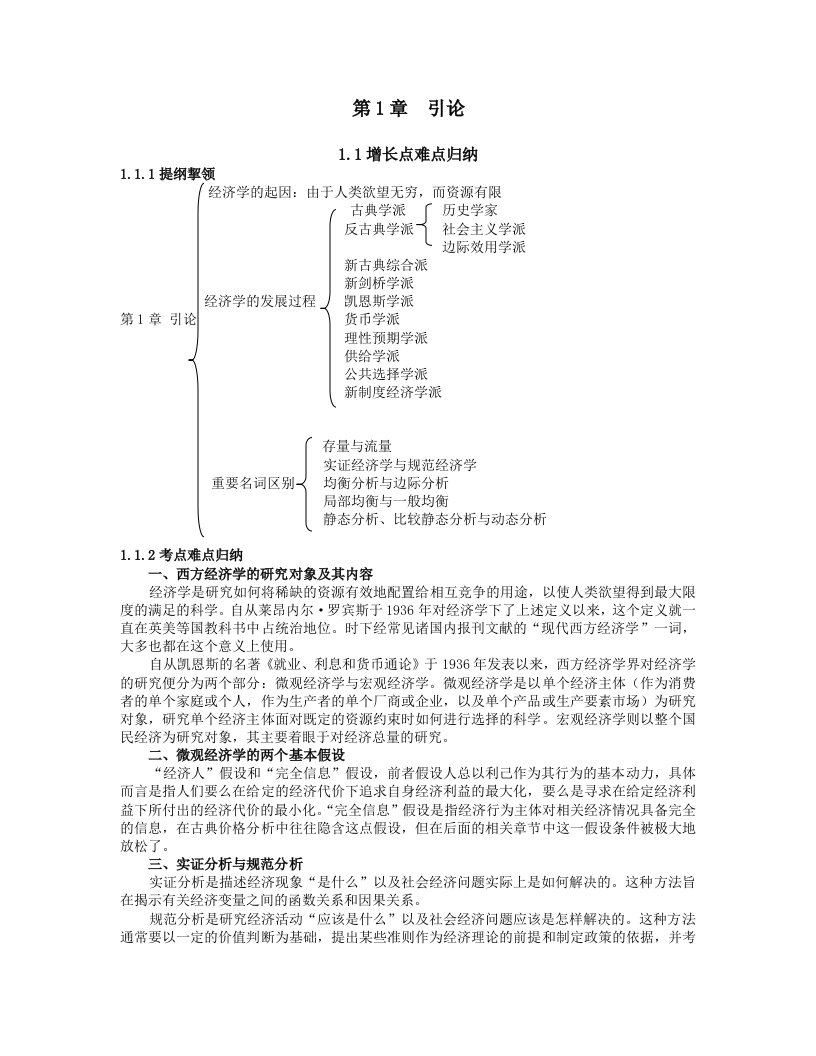 西方经济学微观部分考点归纳总结