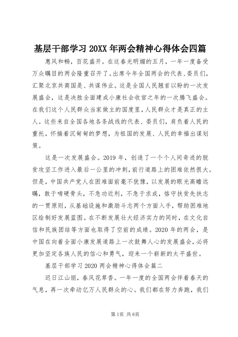 3基层干部学习某年两会精神心得体会四篇