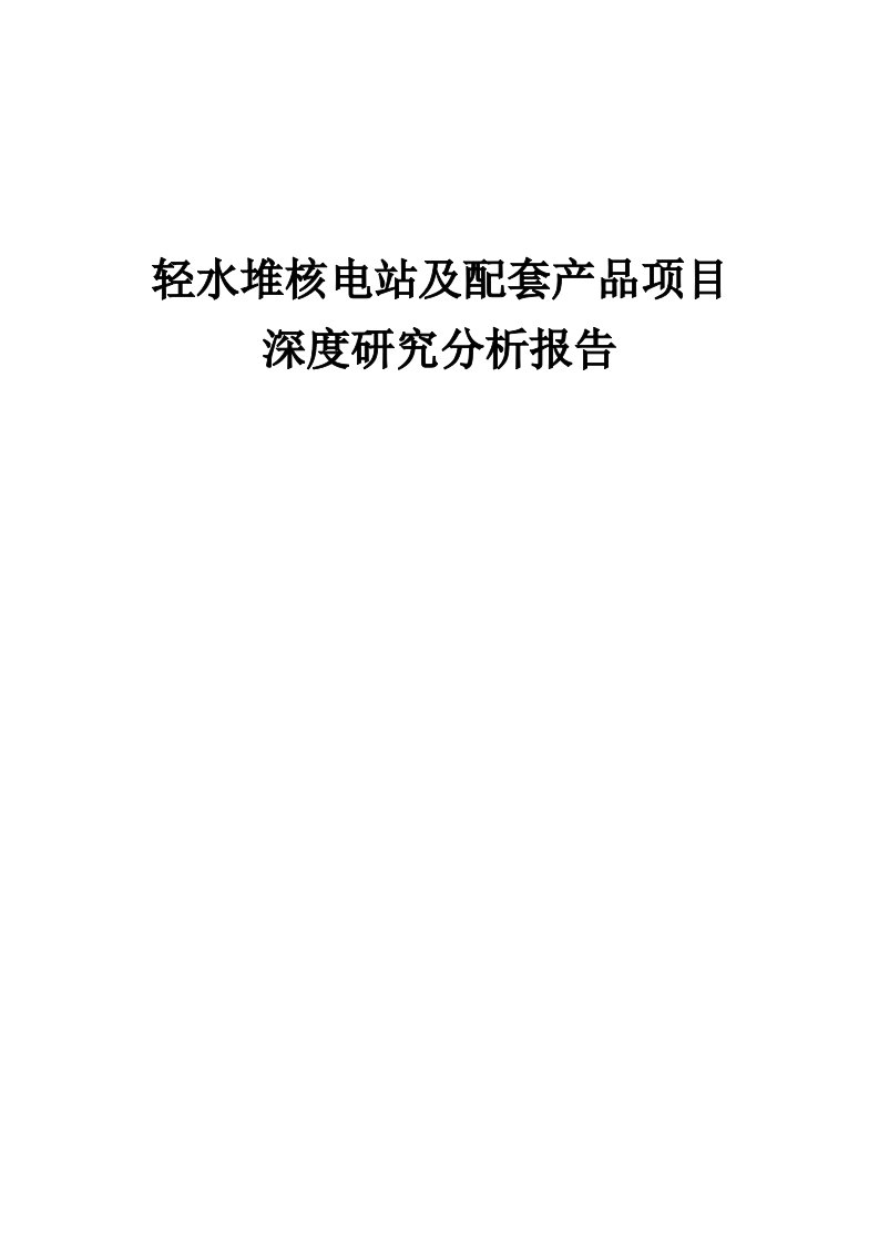 2024年轻水堆核电站及配套产品项目深度研究分析报告