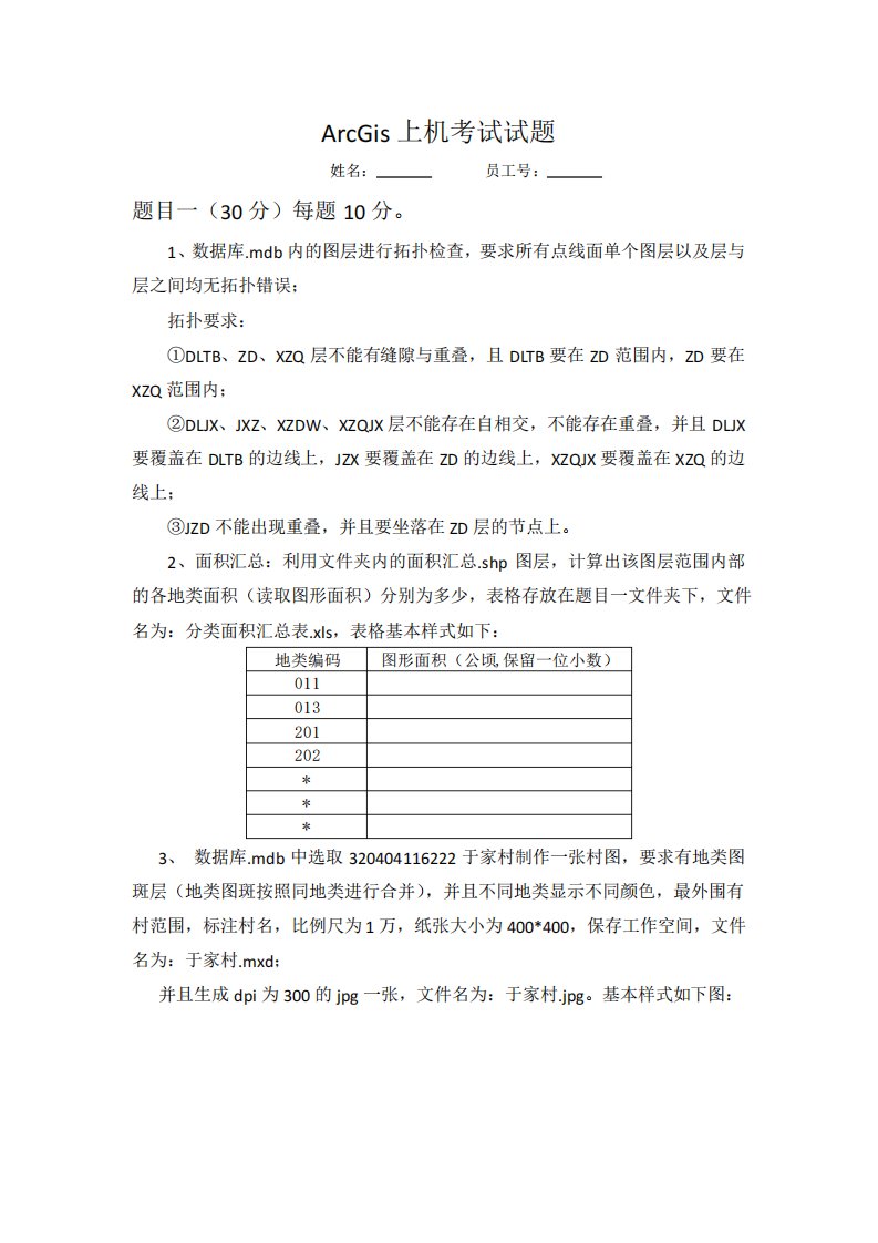 ArcGis上机考试试题