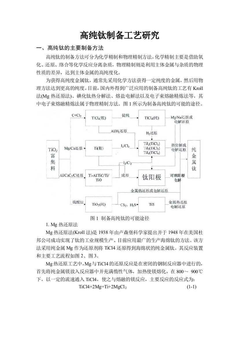 高纯钛制备工艺研究