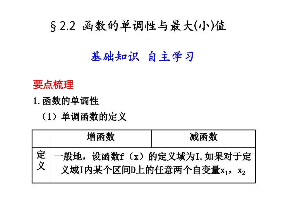 函数的单调性与最大(小)值