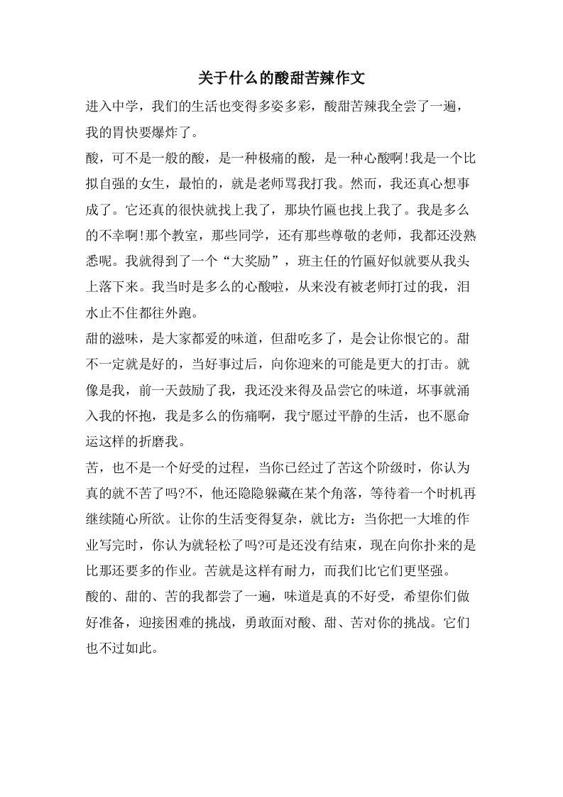 关于什么的酸甜苦辣作文