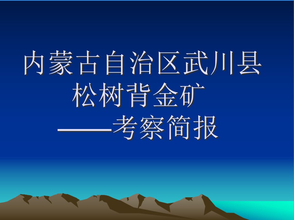 松树背矿区金矿资源初步调查报告剖析课件