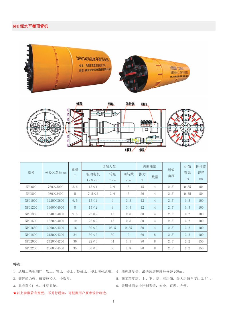npd泥水平衡顶管机