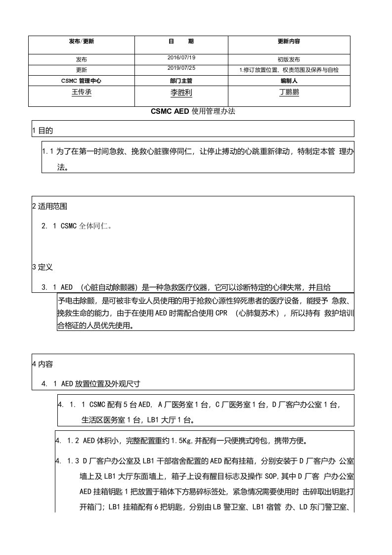 CSMC-AED使用管理办法