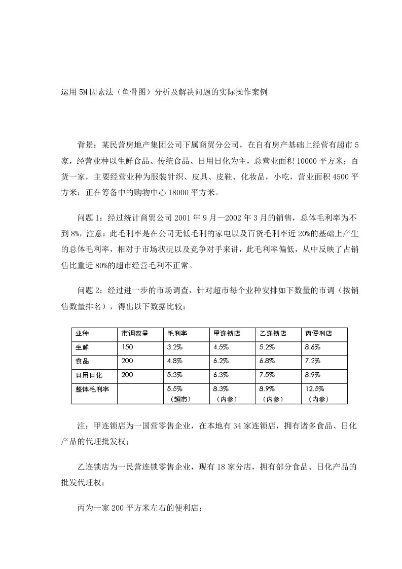 运用5M因素法(鱼骨图)分析及解决问题的实际操作案例(doc