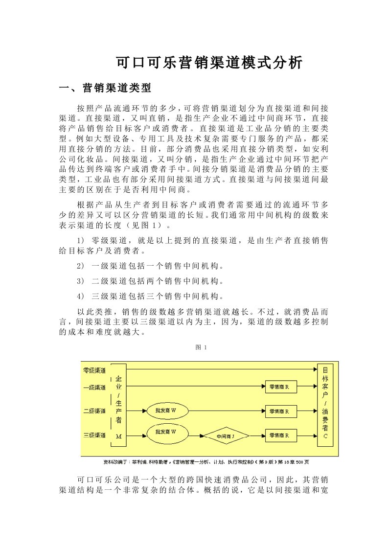 可口可乐营销渠道分析