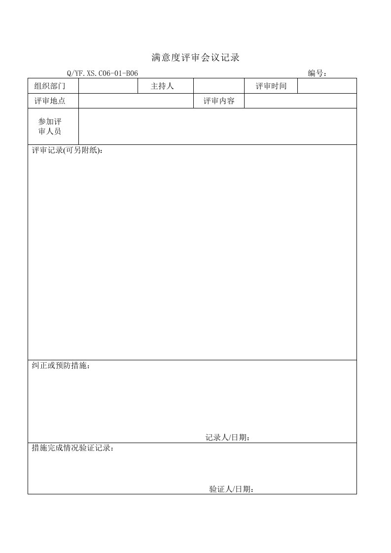 TS16949体系顾客满意度评审会议记录