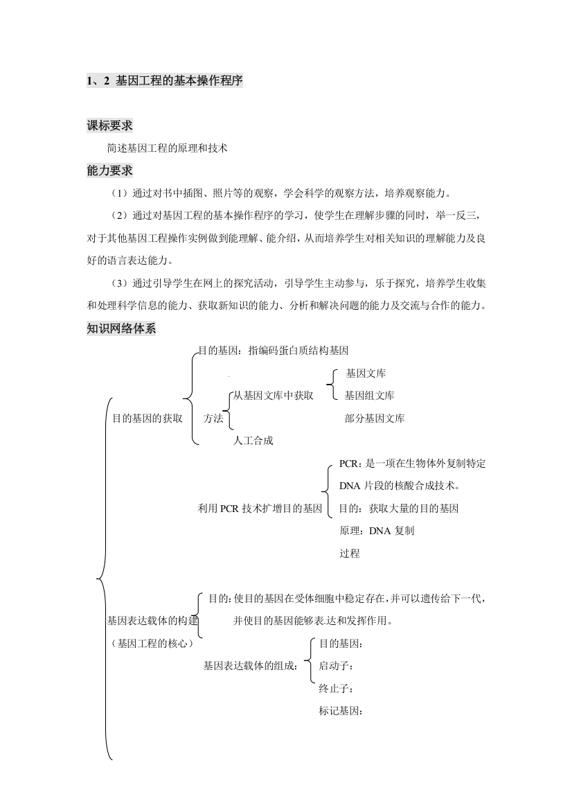 1、2-基因工程的基本操作程序