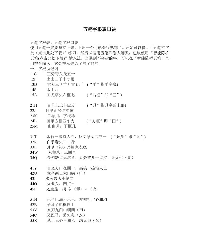 五笔字根表口决及输入方法19