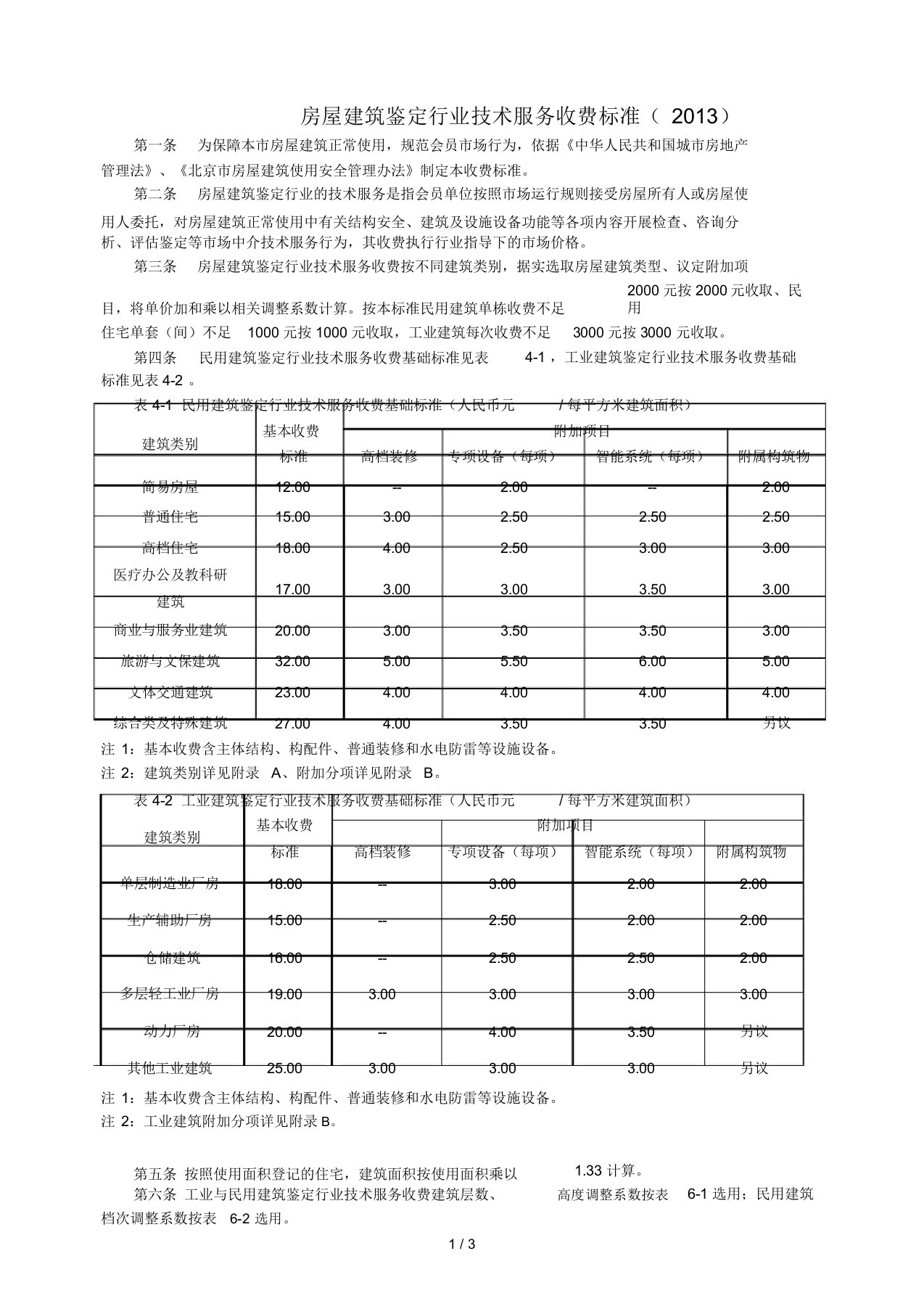 房屋建筑鉴定行业技术服务收费标准(2013)