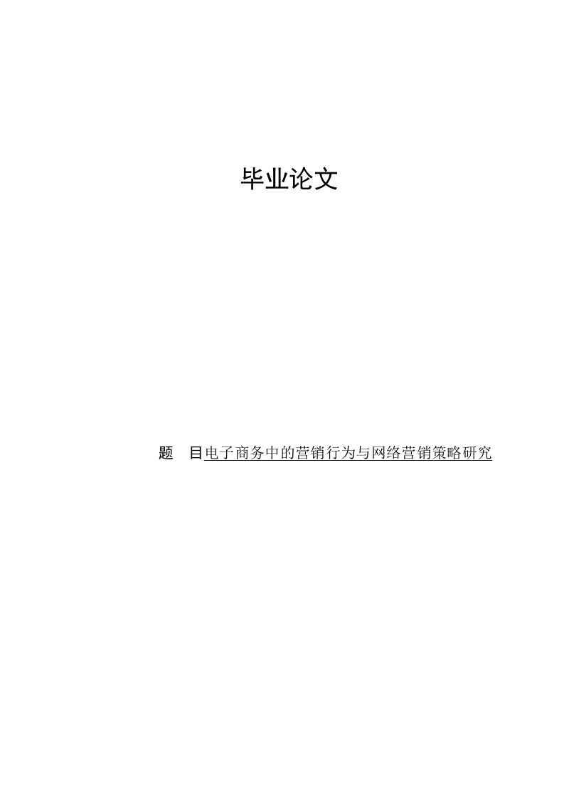 电子商务中的营销行为与网络营销策略研究毕业