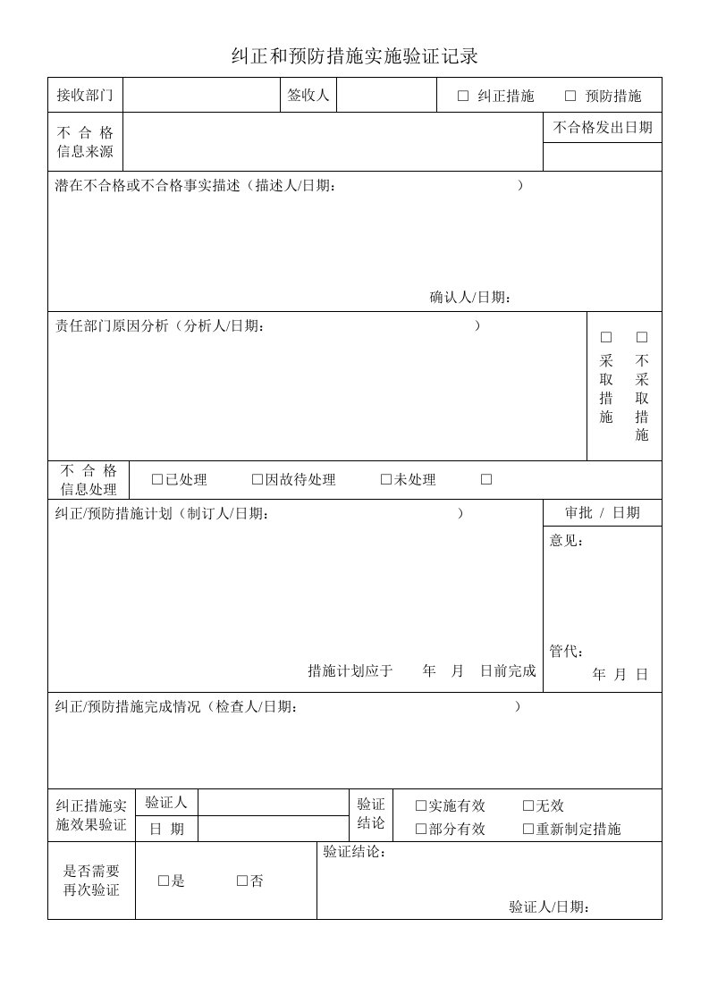 精品文档-QR8501纠正预防措施记录