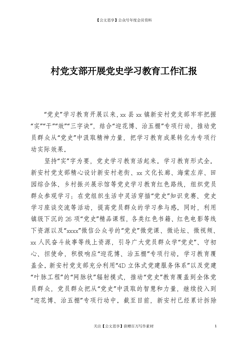 21718【村党支部开展党史学习教育工作汇报