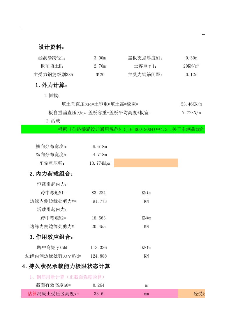 盖板涵盖板计算