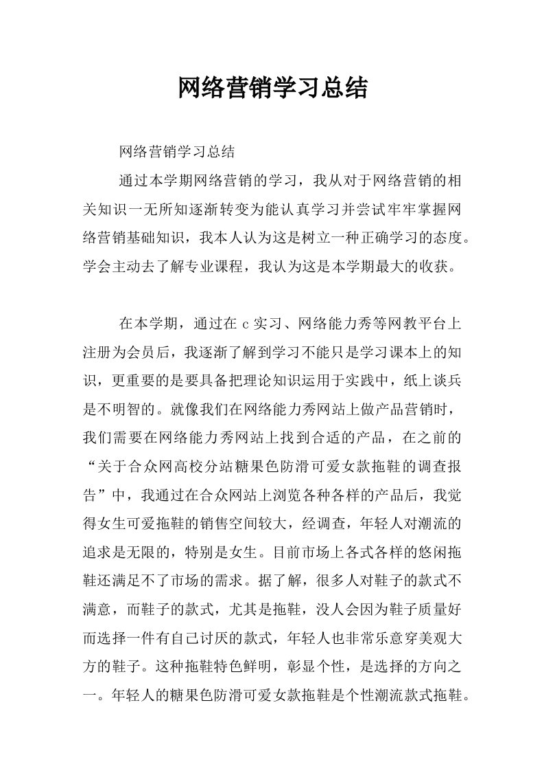 网络营销学习总结_1