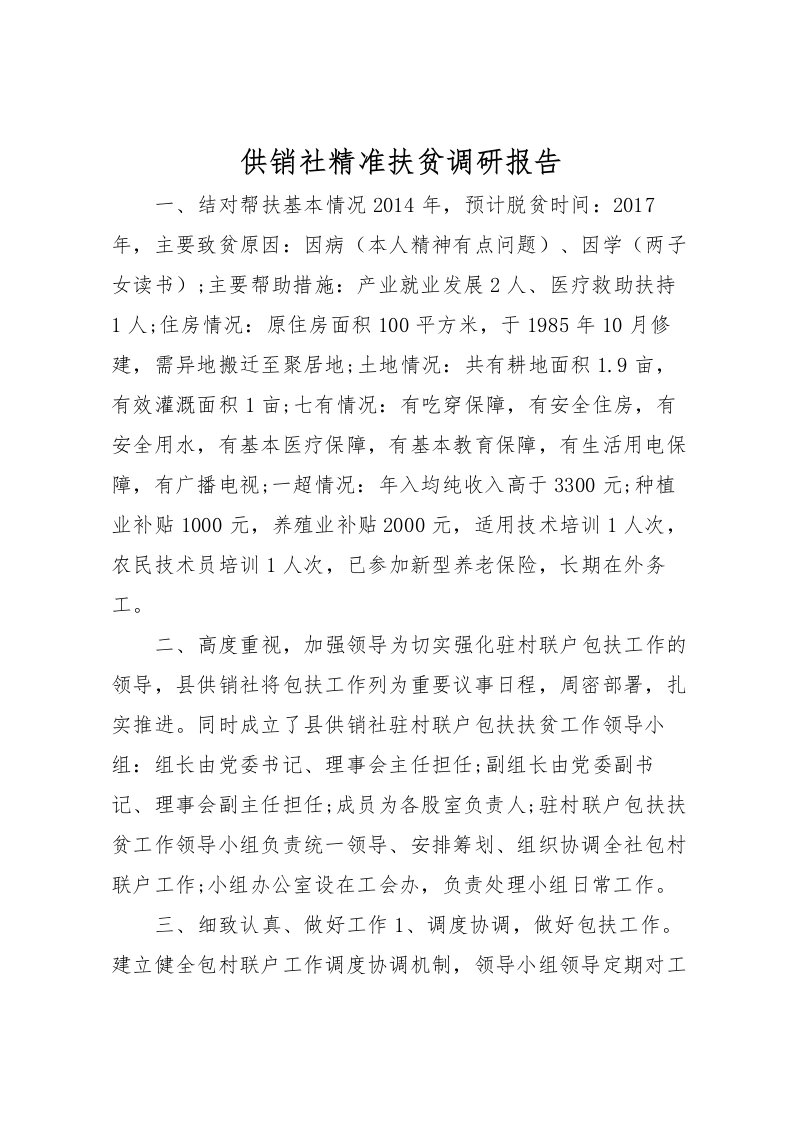 2022供销社精准扶贫调研报告