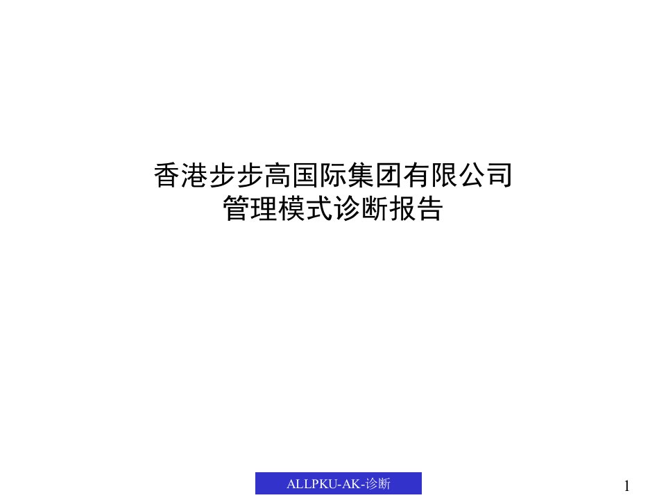 香港步步高国际集团有限公司管理模式诊断报告