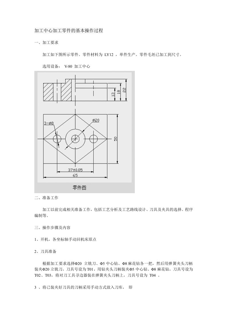 加工中心加工零件的基本操作过程