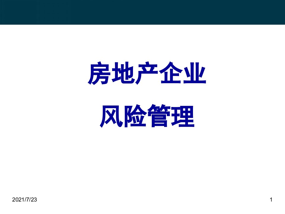 房地产企业的风险管理PPT课件