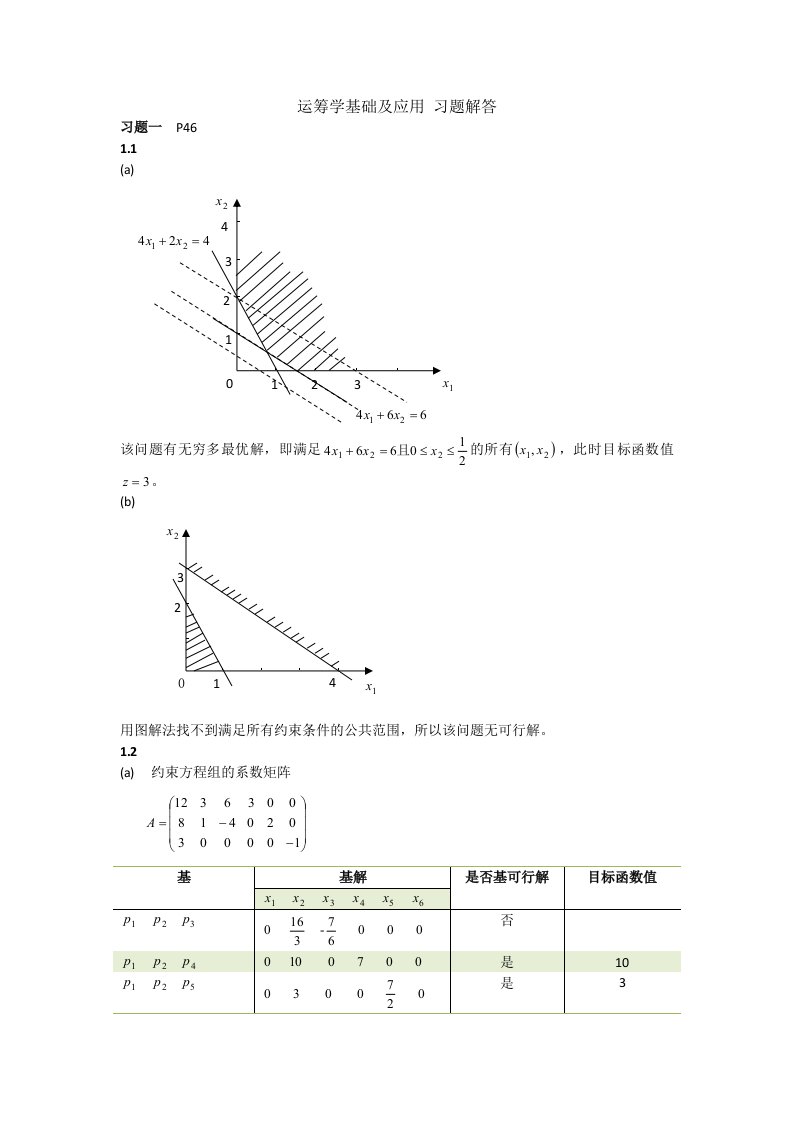 运筹学基础及应用(第一二章习题解答)