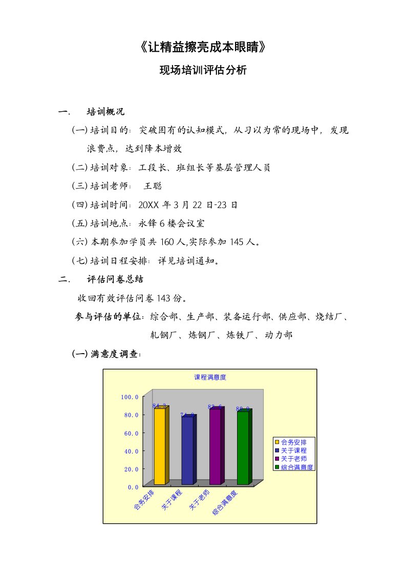 企业培训-让精益擦亮成本眼睛现场培训评估分析