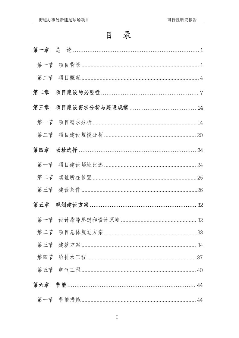 街道办事处新建足球场项目可行性研究报告