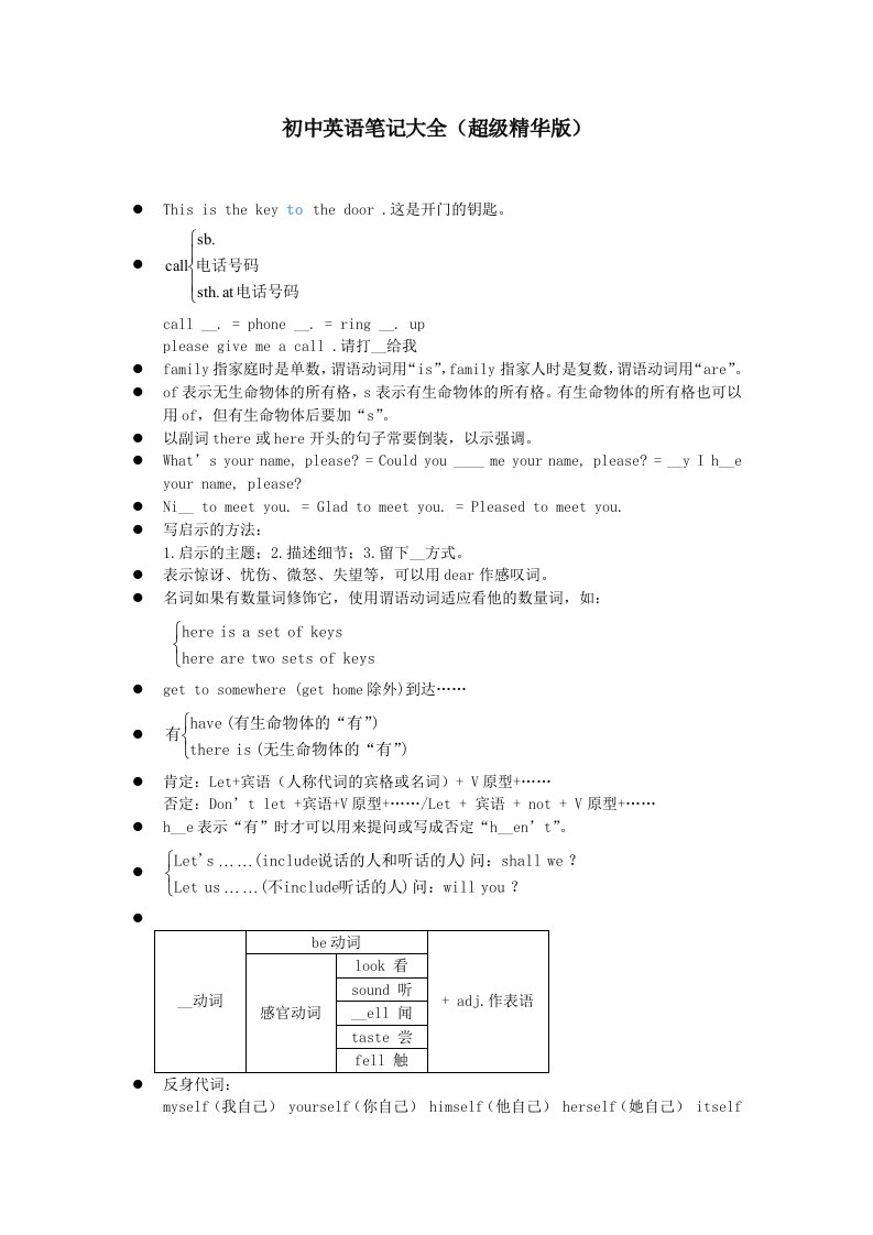 初中英语笔记大全-(超级精华版)