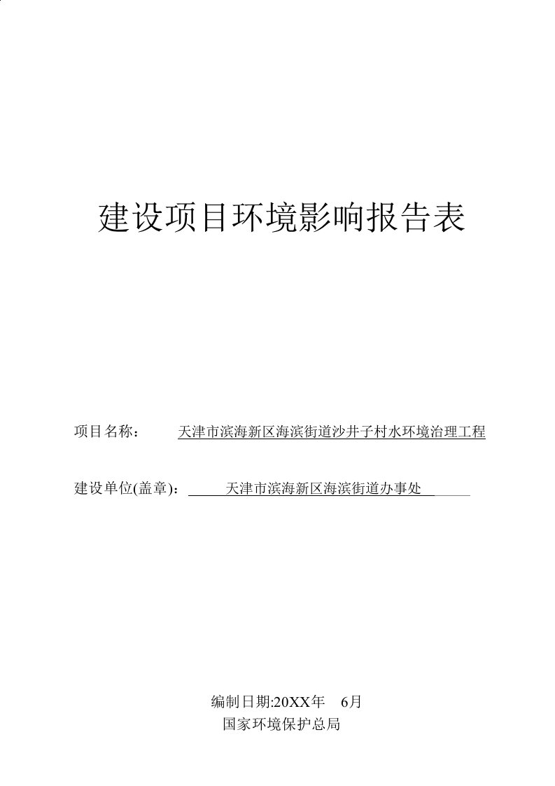 表格模板-海滨街道沙井子村水环境治理工程建设项目环境影响报告表