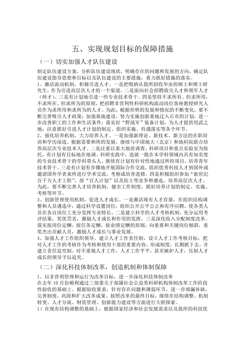 实现规划目标的保障措施