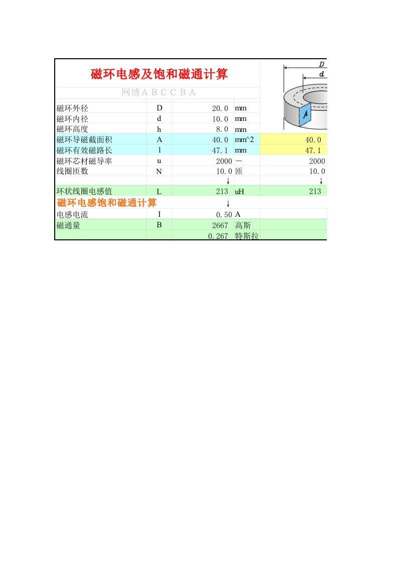 磁环电感及饱和磁通计算小工具