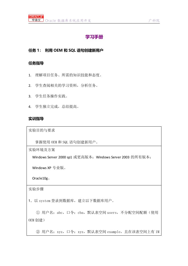 Oracle数据库系统应用开发实用教程学习手册