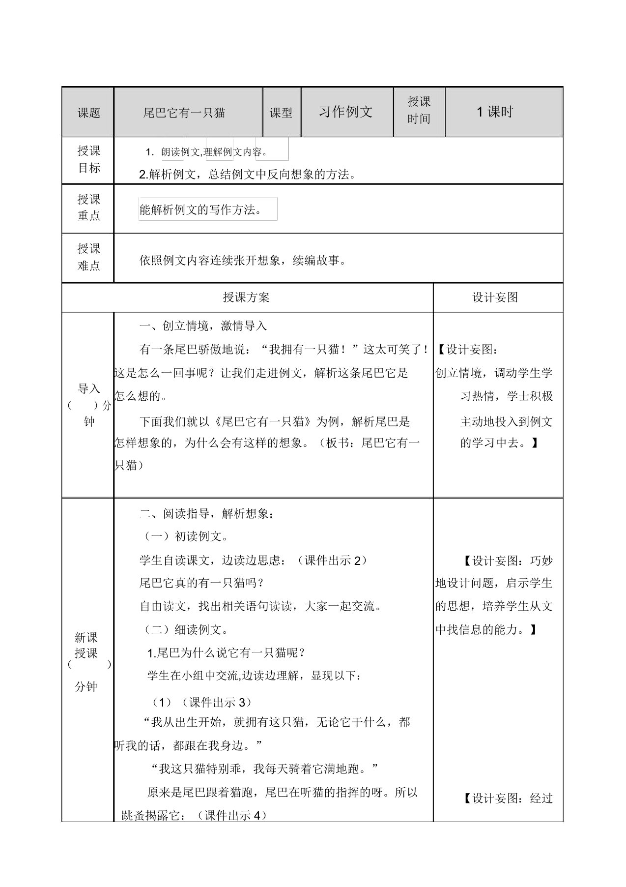 小学语文部编版三年级下册教案5习作例文尾巴它有一只猫