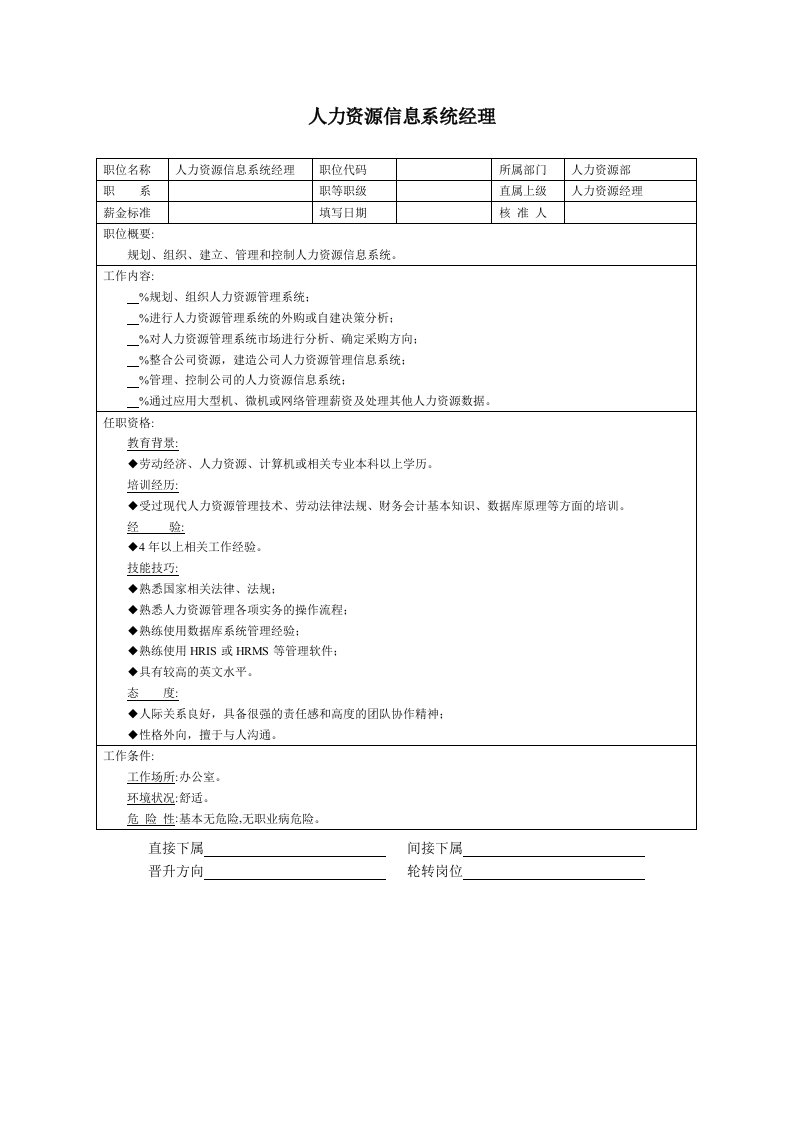 建筑资料-人力资源信息系统经理