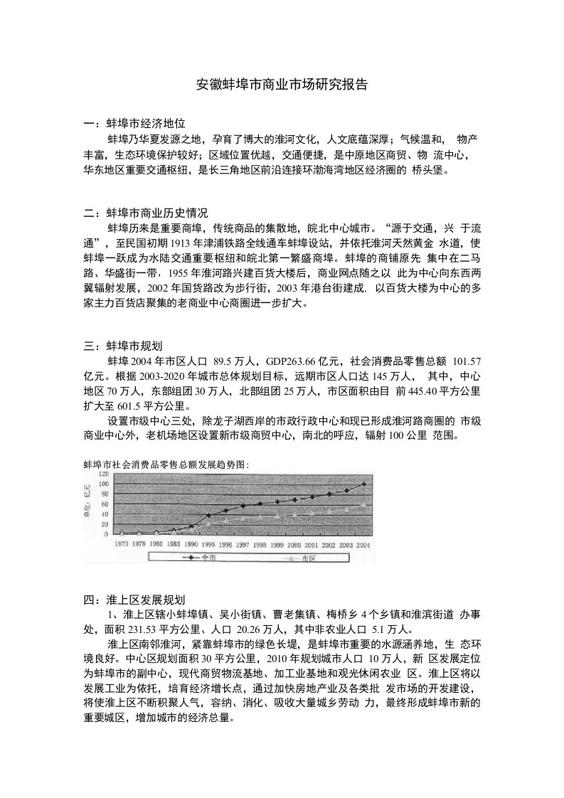 蚌埠商业市场分析报告