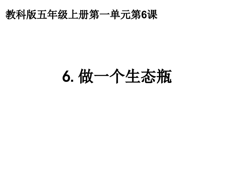 教科版五年级科学上册做一个生态瓶