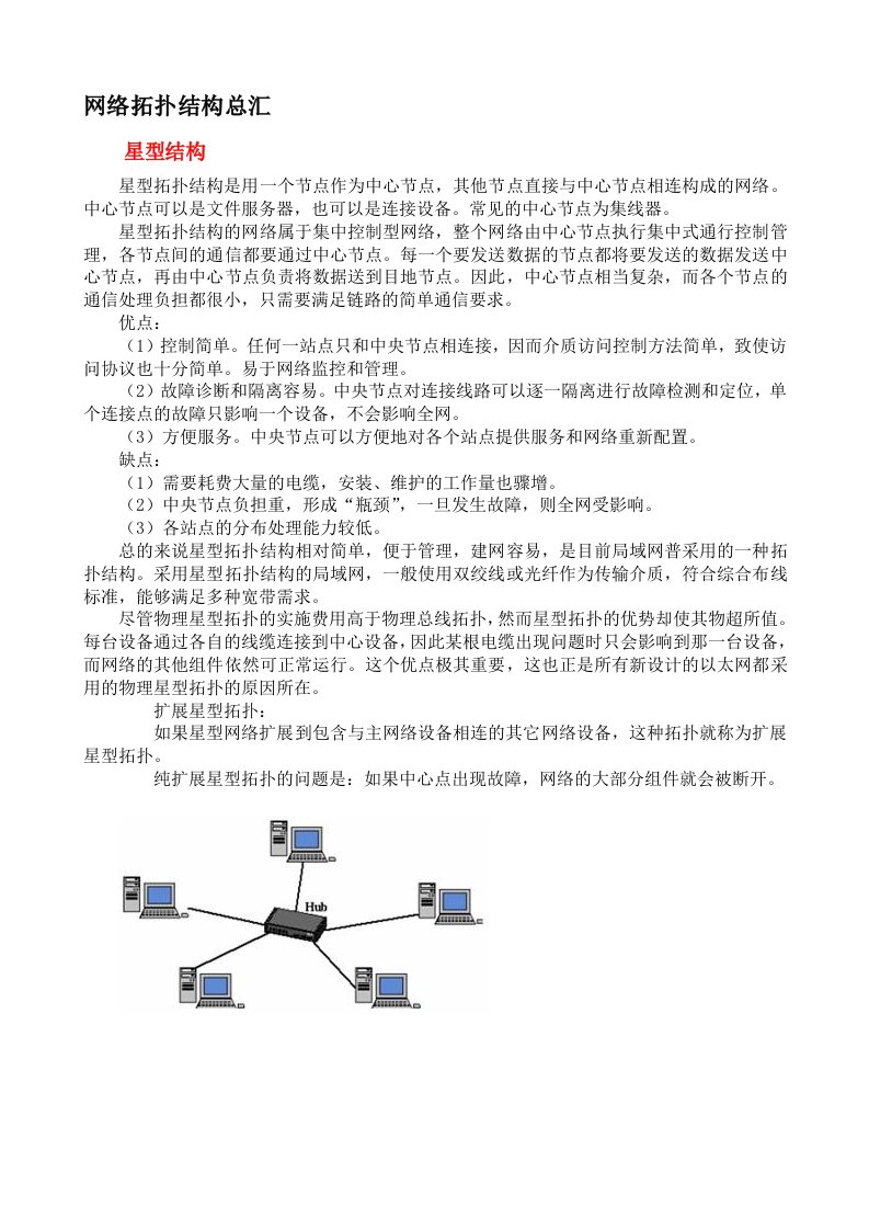 网络拓扑结构大全和图片(星型、总线型、环型、树型、分布式、网状拓扑结构)