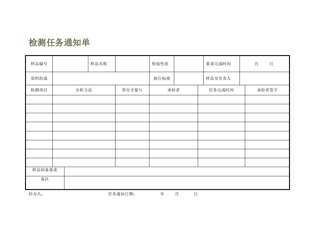 化验室各类原始记录表格